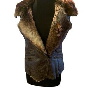 Members Only Brown Faux Fur Vest